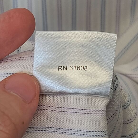 Joseph Abboud Mens 16-32 Tailored Fit Cotton White Striped White Dress Shirt - Picture 13 of 16